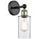 Clymer 11.38"High Black Antique Brass Sconce With Clear Shade