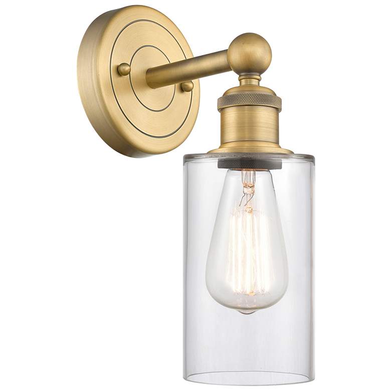 Image 1 Clymer 11.38"High Brushed Brass Sconce With Clear Shade