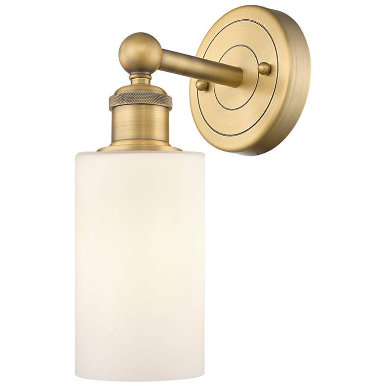 Image 1 Clymer 11.38"High Brushed Brass Sconce With Matte White Shade