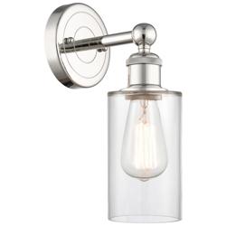 Clymer 11.38&quot;High Polished Nickel Sconce With Clear Shade