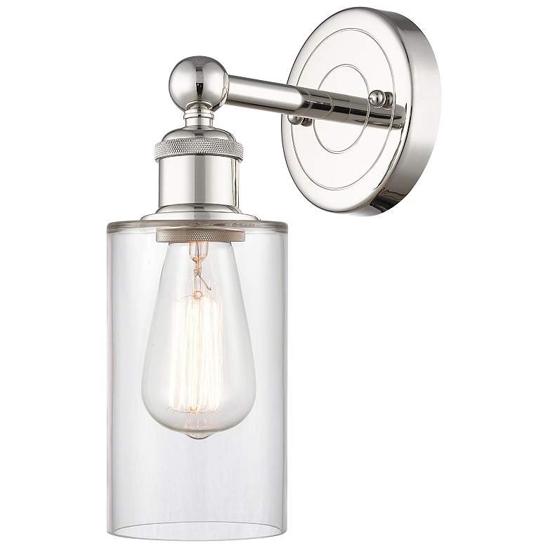 Image 1 Clymer 11.38"High Polished Nickel Sconce With Clear Shade
