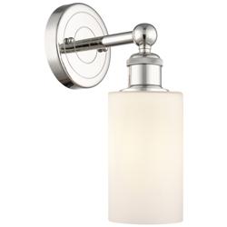 Clymer 11.38&quot;High Polished Nickel Sconce With Matte White Shade