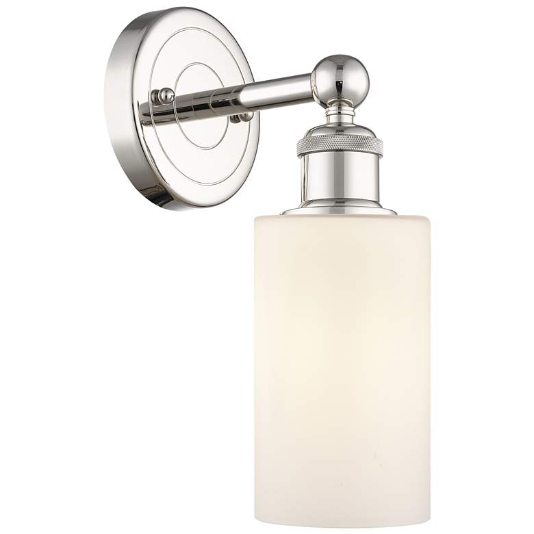 Image 1 Clymer 11.38"High Polished Nickel Sconce With Matte White Shade