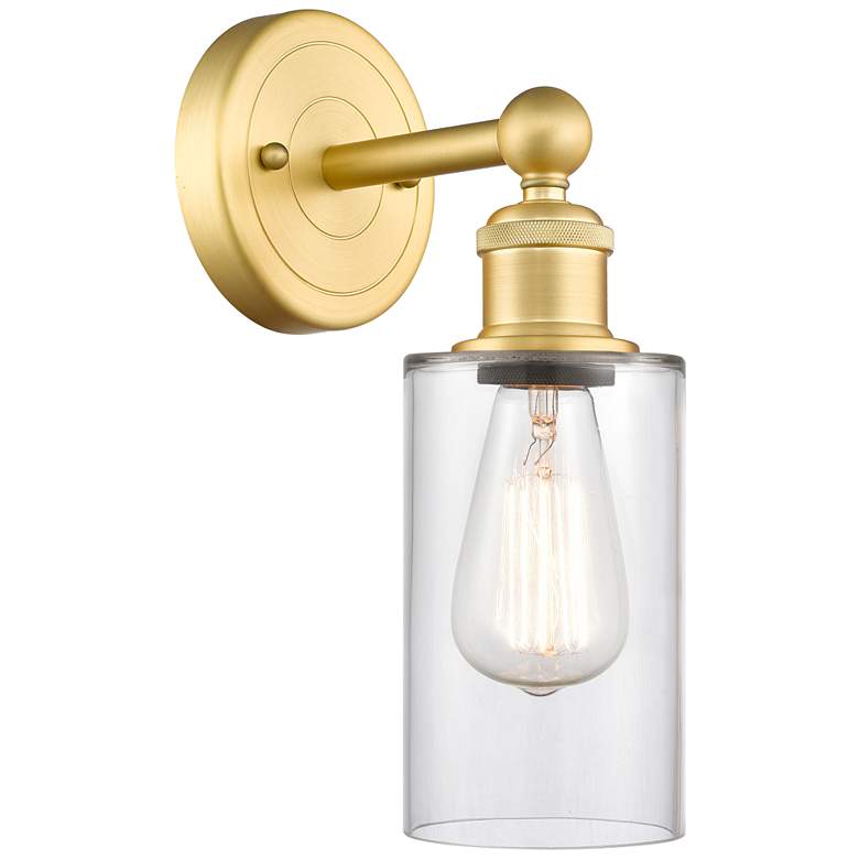 Image 1 Clymer 11.38"High Satin Gold Sconce With Clear Shade
