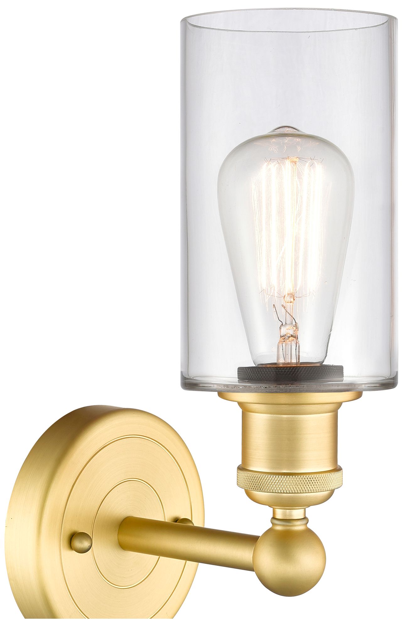 Image 2 Clymer 11.38"High Satin Gold Sconce With Clear Shade more views