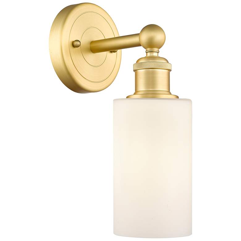 Image 1 Clymer 11.38"High Satin Gold Sconce With Matte White Shade