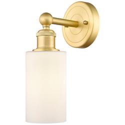Clymer 11.38"High Satin Gold Sconce With Matte White Shade