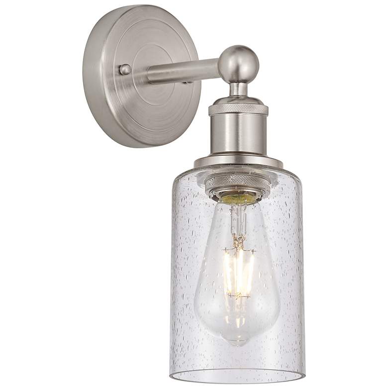 Image 1 Clymer 11 1/4"H Brushed Nickel with Seedy Glass Wall Sconce