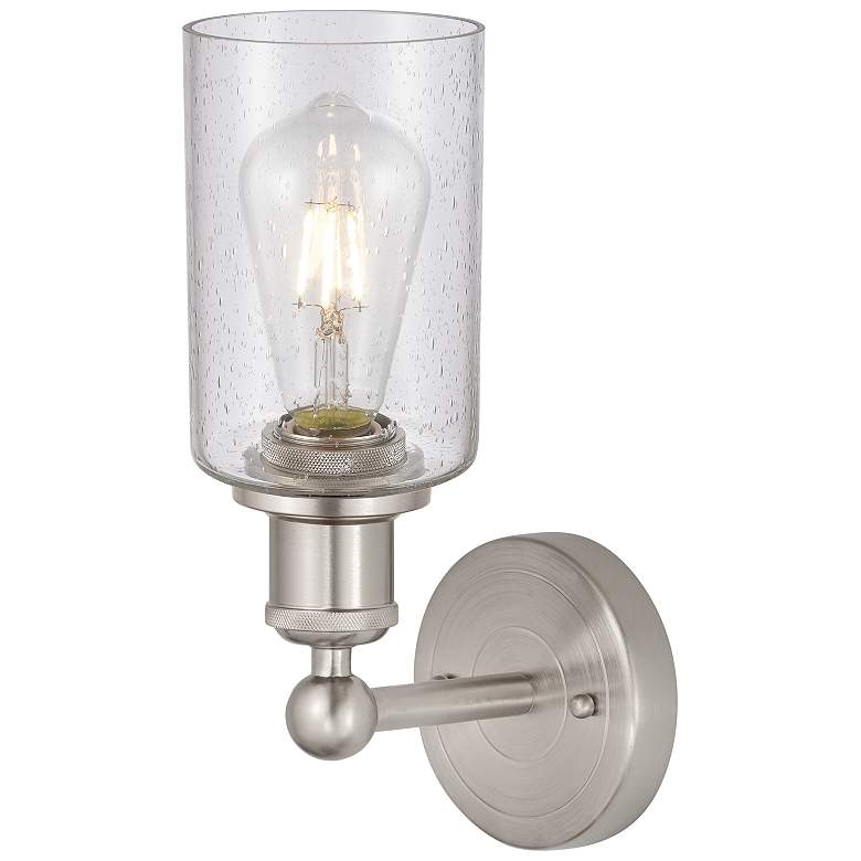 Image 2 Clymer 11 1/4"H Brushed Nickel with Seedy Glass Wall Sconce more views