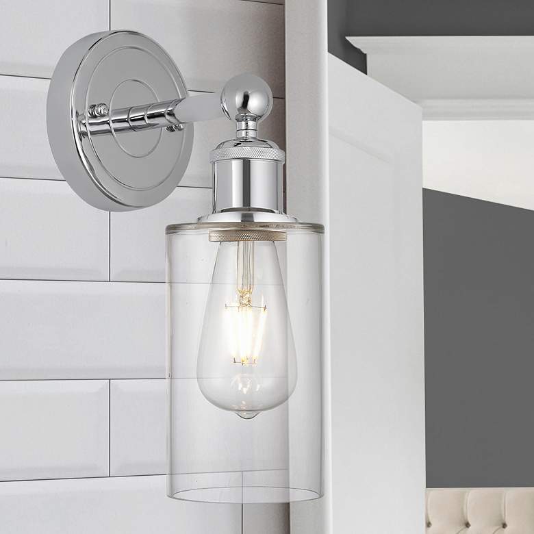 Image 1 Clymer 11 1/4"H Polished Chrome Wall Sconce w/ Clear Glass