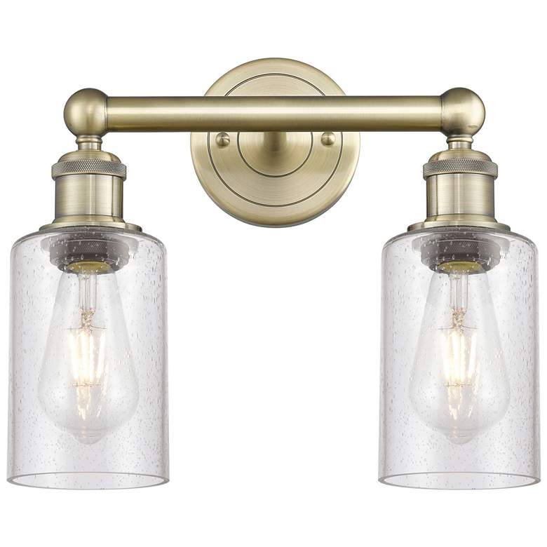 Image 1 Clymer 12.88" Wide 2 Light Antique Brass Bath Vanity Light With Seedy
