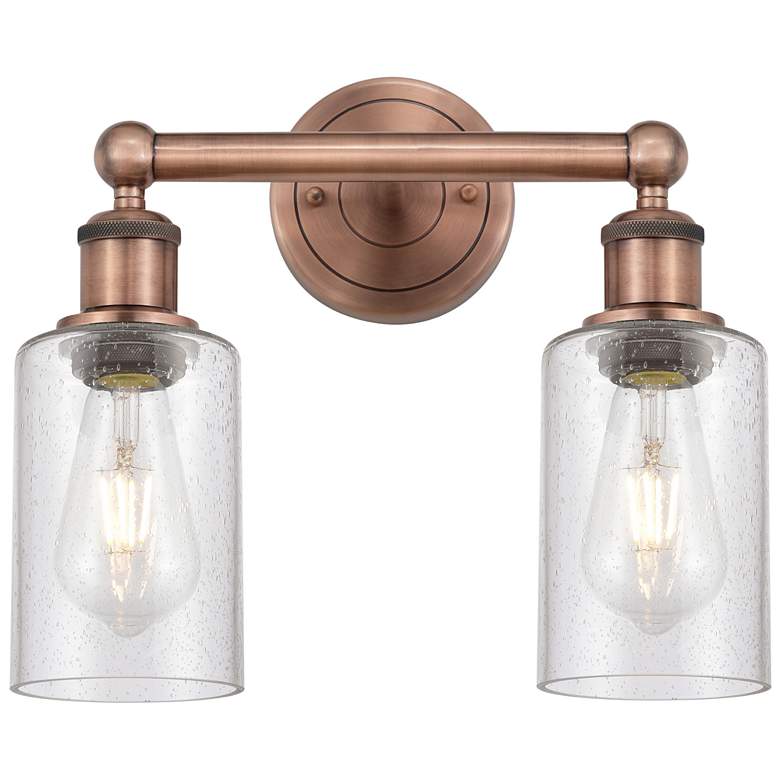 Image 1 Clymer 12.88" Wide 2 Light Antique Copper Bath Vanity Light w/ Seedy S