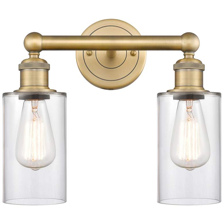 Image 1 Clymer 12.88" Wide 2 Light Brushed Brass Bath Vanity Light With Clear