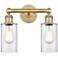 Clymer 12.88" Wide 2 Light Brushed Brass Bath Vanity Light With Clear