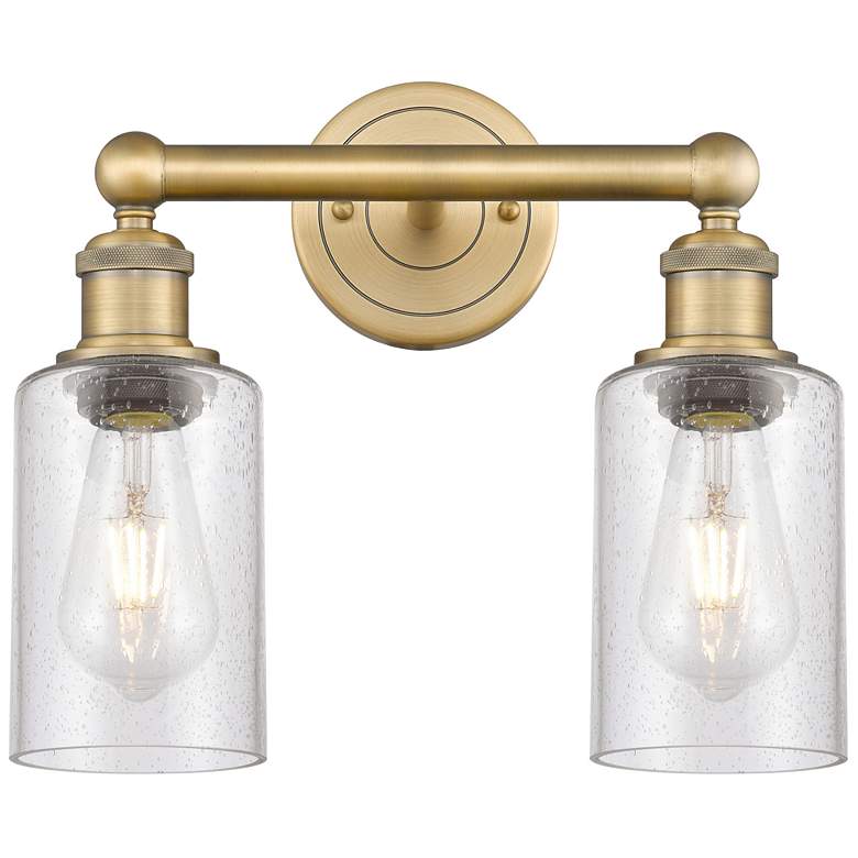 Image 1 Clymer 12.88" Wide 2 Light Brushed Brass Bath Vanity Light With Seedy