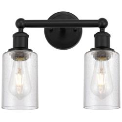 Clymer 12.88" Wide 2 Light Matte Black Bath Vanity Light With Seedy Sh