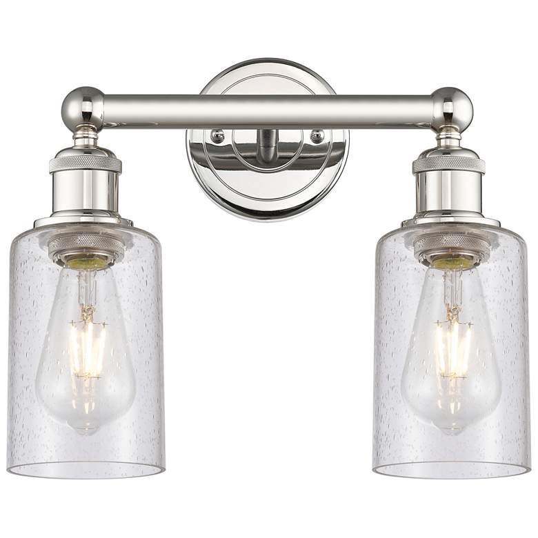 Image 1 Clymer 12.88" Wide 2 Light Polished Nickel Bath Vanity Light w/ Seedy