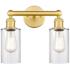 Clymer 12.88" Wide 2 Light Satin Gold Bath Vanity Light With Clear Sha