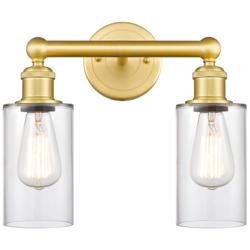 Clymer 12.88&quot; Wide 2 Light Satin Gold Bath Vanity Light With Clear Sha