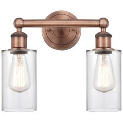 Clymer 12.88&quot;W 2 Light Antique Copper Bath Vanity Light With Clear Sha
