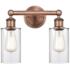 Clymer 12.88"W 2 Light Antique Copper Bath Vanity Light With Clear Sha