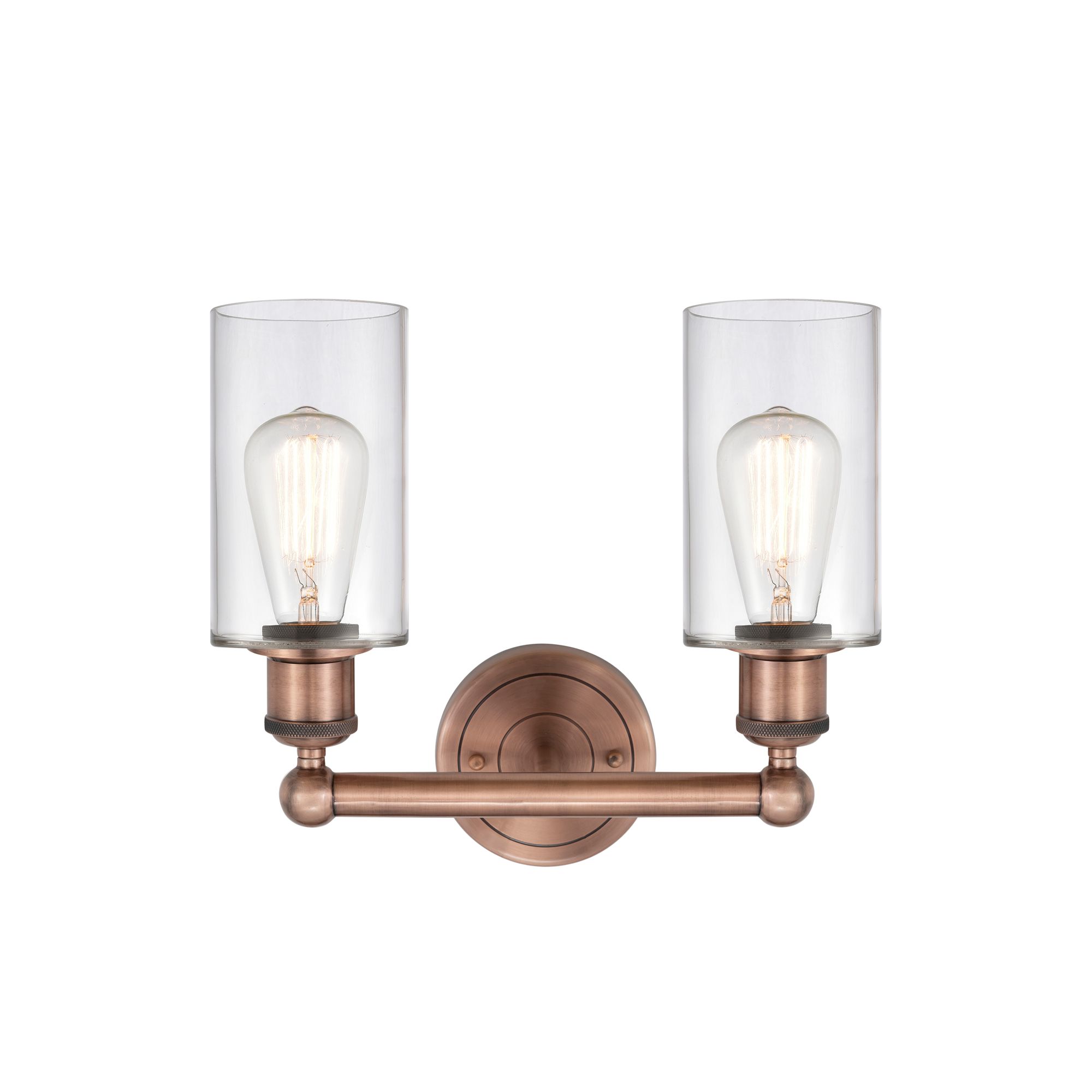 Image 2 Clymer 12.88"W 2 Light Antique Copper Bath Vanity Light With Clear Sha more views