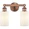 Clymer 12.88"W 2 Light Antique Copper Bath Vanity Light With White Sha