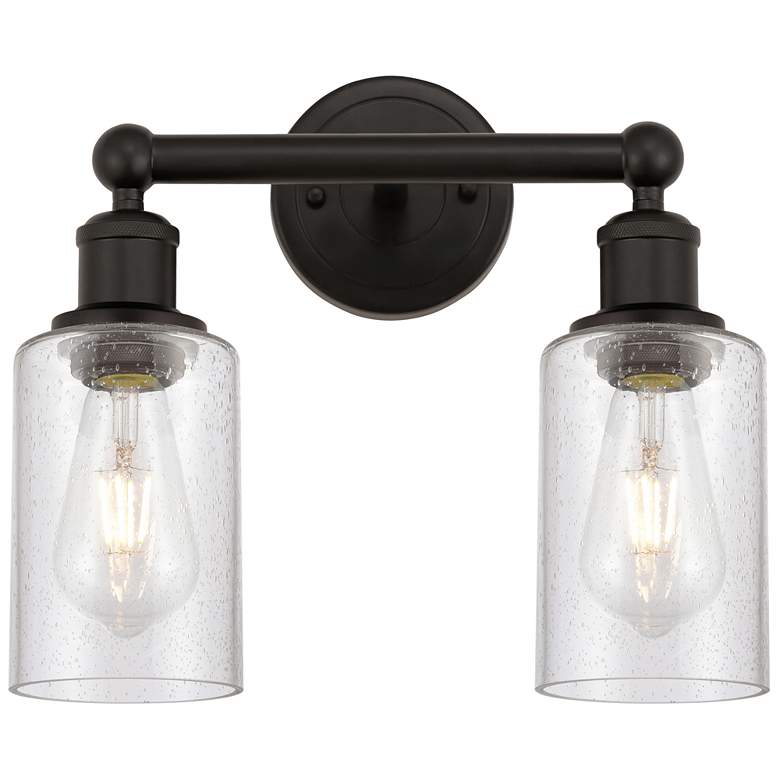 Image 1 Clymer 12.88"W 2 Light Oil Rubbed Bronze Bath Vanity Light w/ Seedy Sh