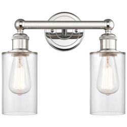 Clymer 12.88&quot;W 2 Light Polished Nickel Bath Vanity Light With Clear Sh