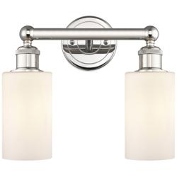 Clymer 12.88&quot;W 2 Light Polished Nickel Bath Vanity Light With White Sh