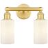 Clymer 12.88"W 2 Light Satin Gold Bath Vanity Light With Matte White S