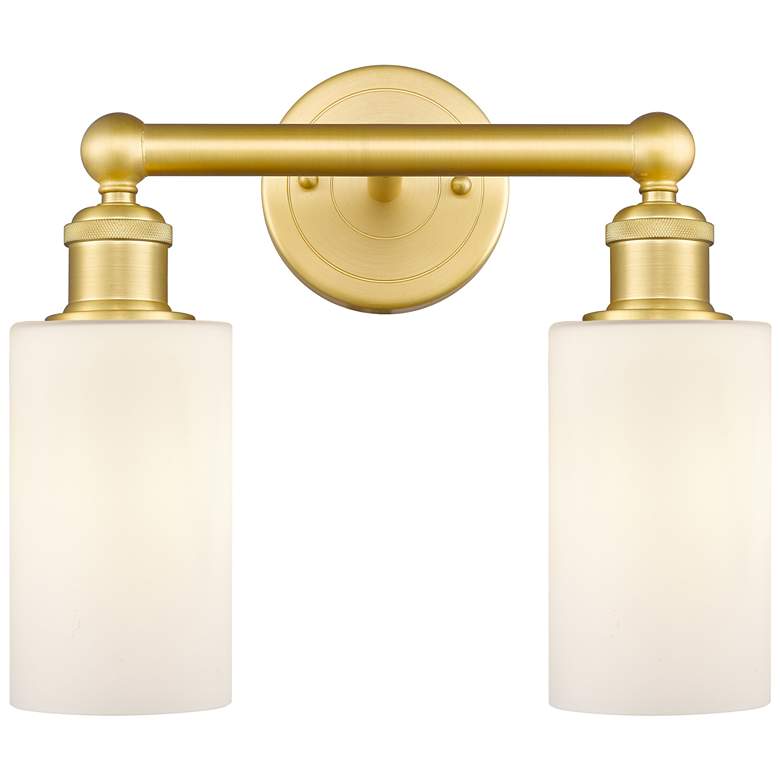 Image 1 Clymer 12.88"W 2 Light Satin Gold Bath Vanity Light With Matte White S