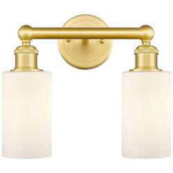 Clymer 12.88&quot;W 2 Light Satin Gold Bath Vanity Light With Matte White S