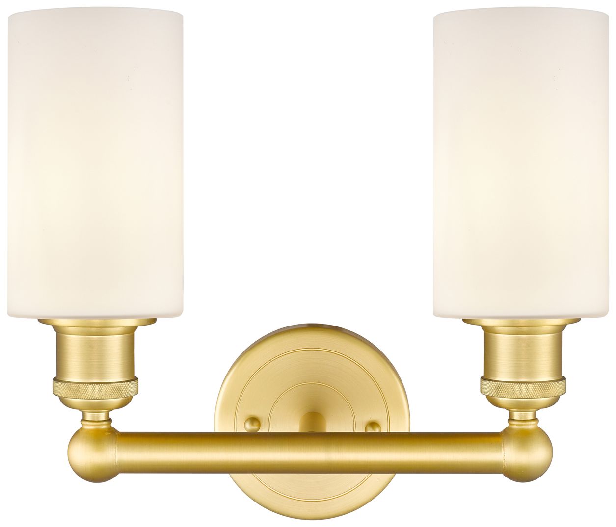 Image 2 Clymer 12.88"W 2 Light Satin Gold Bath Vanity Light With Matte White S more views
