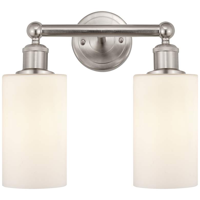 Image 1 Clymer 13" 2-Light Brushed Satin Nickel Bath Light w/ Matte White Shad