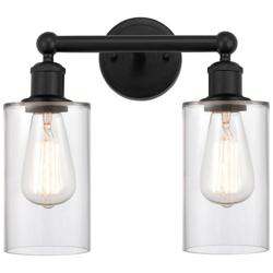 Clymer 13" 2-Light Matte Black Bath Light w/ Clear Shade