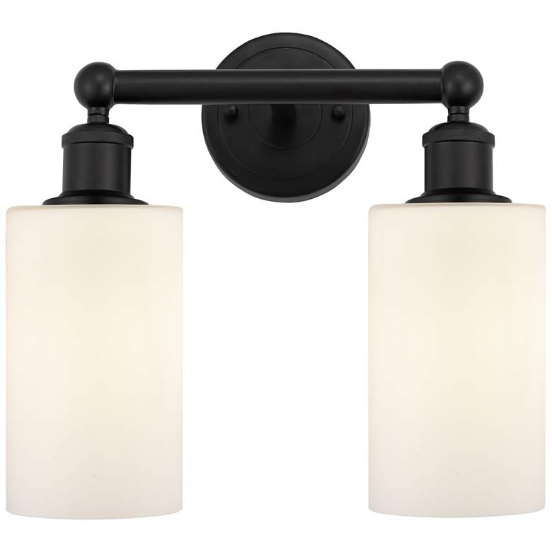 Image 1 Clymer 13" 2-Light Matte Black Bath Light w/ Matte White Shade