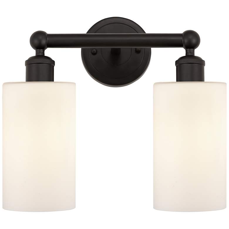 Image 1 Clymer 13" 2-Light Oil Rubbed Bronze Bath Light w/ Matte White Shade