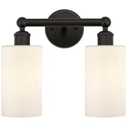 Clymer 13" 2-Light Oil Rubbed Bronze Bath Light w/ Matte White Shade