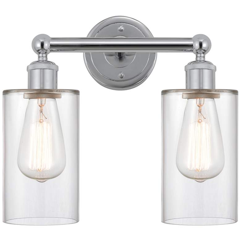 Image 1 Clymer 13" 2-Light Polished Chrome Bath Light w/ Clear Shade