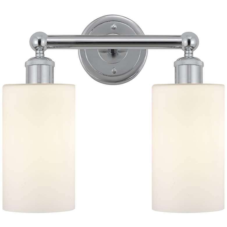 Image 1 Clymer 13" 2-Light Polished Chrome Bath Light w/ Matte White Shade