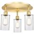 Clymer 15.63" Wide 3 Light Satin Gold Flush Mount With Clear Glass Sha