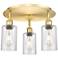 Clymer 15.63" Wide 3 Light Satin Gold Flush Mount With Seedy Glass Sha