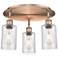 Clymer 15.63"W 3 Light Antique Copper Flush Mount With Seedy Glass Sha