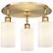 Clymer 15.63"W 3 Light Brushed Brass Flush Mount w/ Matte White Glass