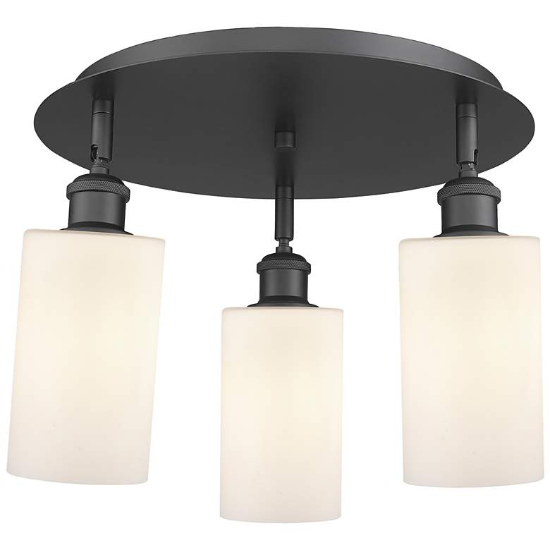 Image 1 Clymer 15.63"W 3 Light Matte Black Flush Mount With Matte White Glass