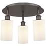 Clymer 15.63"W 3 Light Oil Rubbed Bronze Flush Mount w/ White Shade