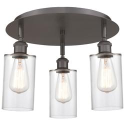 Clymer 15.63&quot;W 3 Light Oil Rubbed Bronze Flush Mount With Clear Glass