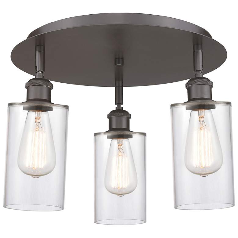 Image 1 Clymer 15.63"W 3 Light Oil Rubbed Bronze Flush Mount With Clear Glass