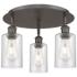 Clymer 15.63"W 3 Light Oil Rubbed Bronze Flush Mount With Seedy Glass 